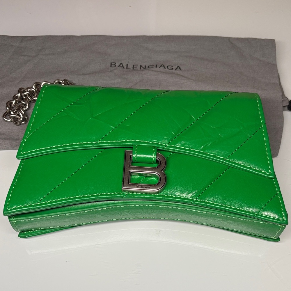 Balenciaga Vibrant Green Quilted Clutch